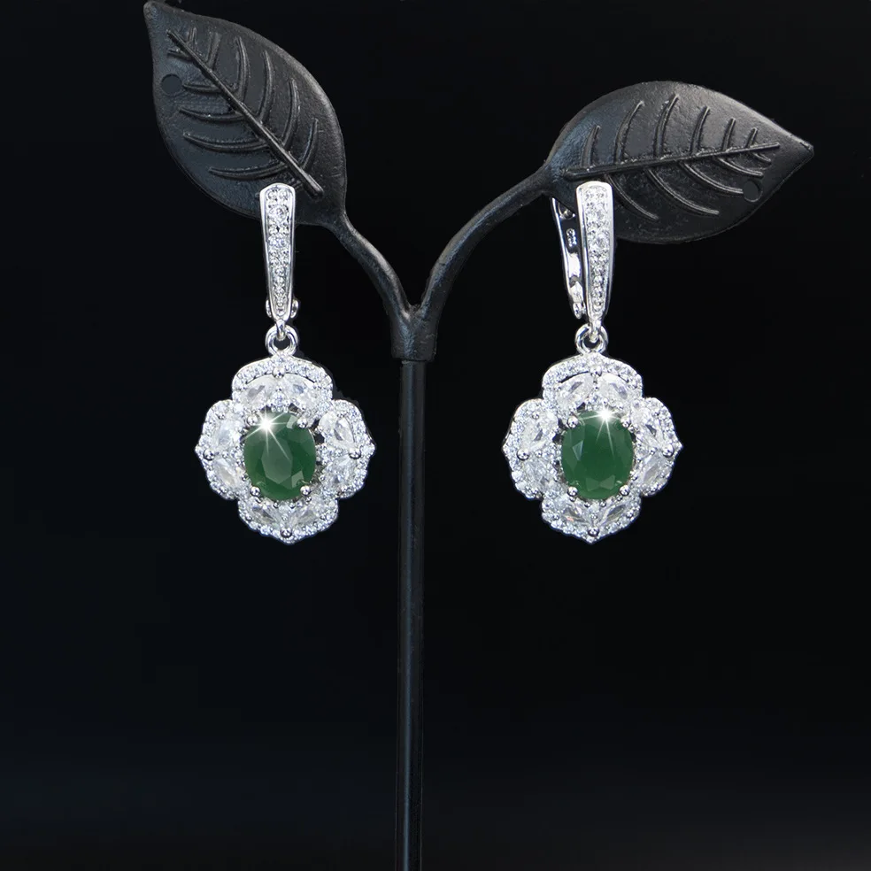 Green Emerald Silver 925 Jewelry Sets For Women Earrings Pendants Ring Free shipping