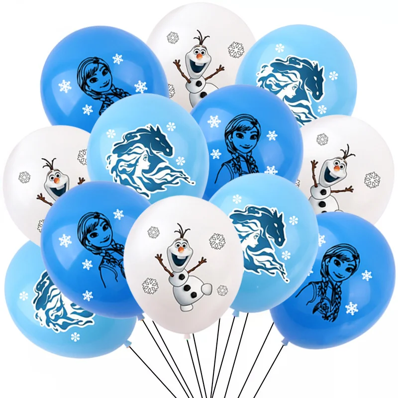 12pcs Frozen Theme Snow Queen 12 Inch Latex Balloons Girls Birthday Party Decorations Toys For Kid Baby Shower Party Supplies