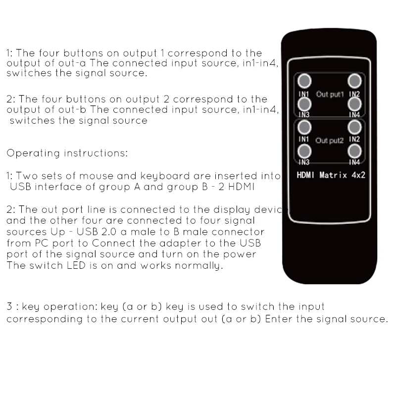 4 in 2 out USB 2.0 KVM Matrix 4K 60Hz 3D ، موزع الصوت ، الكمبيوتر الشخصي ، HDTV ، الشاشة ، لوحة المفاتيح ، الماوس