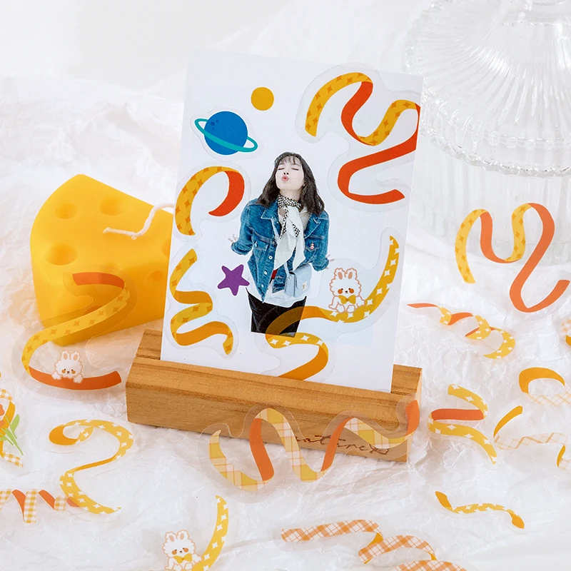 40Pcs/pack Heart Ribbon Series Stickers Hand Account Scrapbooking Decorative Sticker Korean DIY Material Stickers Stationery