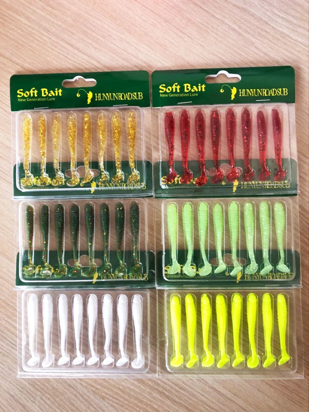 

8pcs 6cm 1.2g T Tail Soft Lures Fishing Grub Plastic Baits Rubber Fishing Silicon Worm Lure