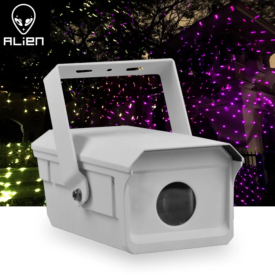 alien waterproof starry sky laser light projector white star dmx full color jardim xmas tree square party decor lamp ao ar livre 2w 01