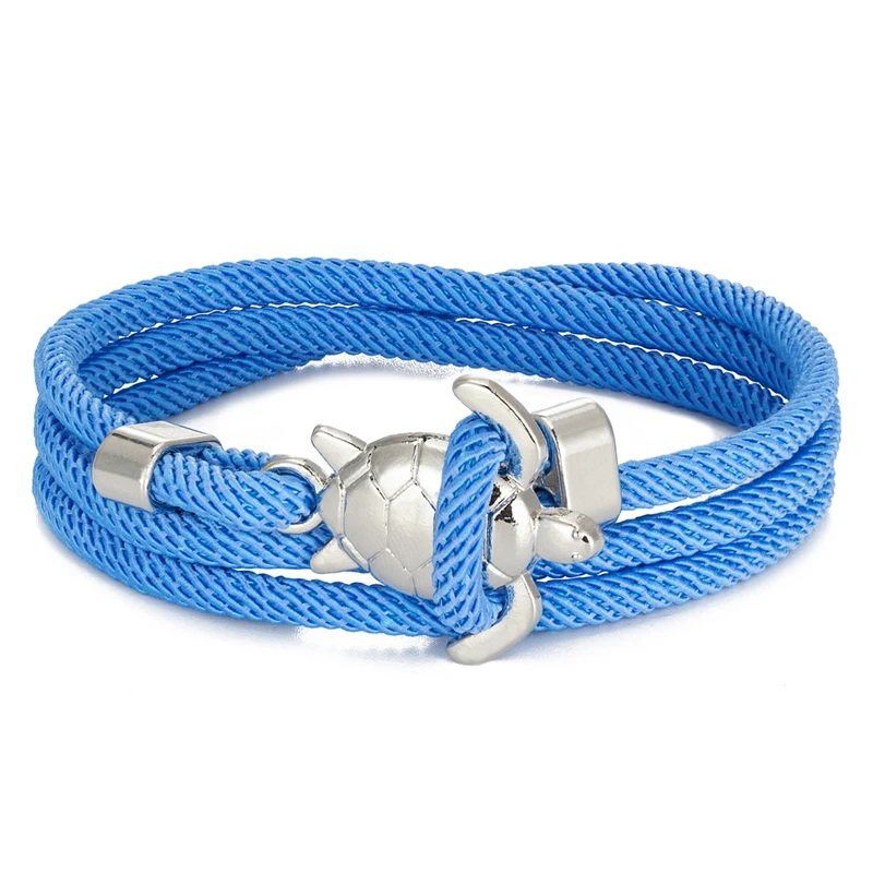 MKENDN Navy Stil Schildkröte Multilayer Milan Seil Armband Charms Seablue Seil Männer Frauen Strand Armband Einstellbare Schmuck Homme – Detail 14