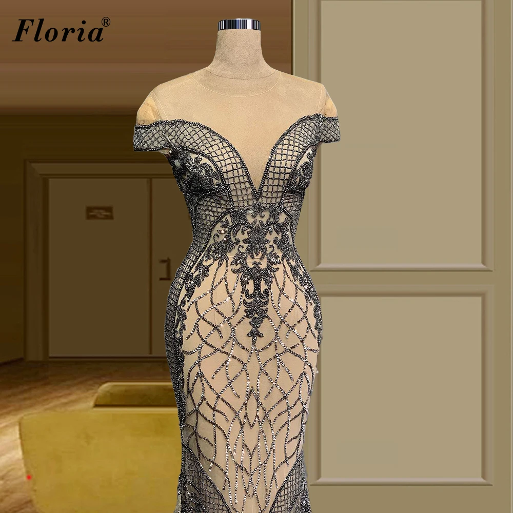 2021 Heavy Handmade Evening Dresses Long Beading Red Carpet Runaway Dresses For Women Ceremony Gowns Party Robe De Soiree