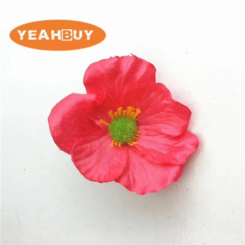 15pcs 7cm Silk Cherry Blossoms Artificial Poppy Rose Flower Heads For DIY Wedding Garden Home Decoration Scrapbooking Wreath