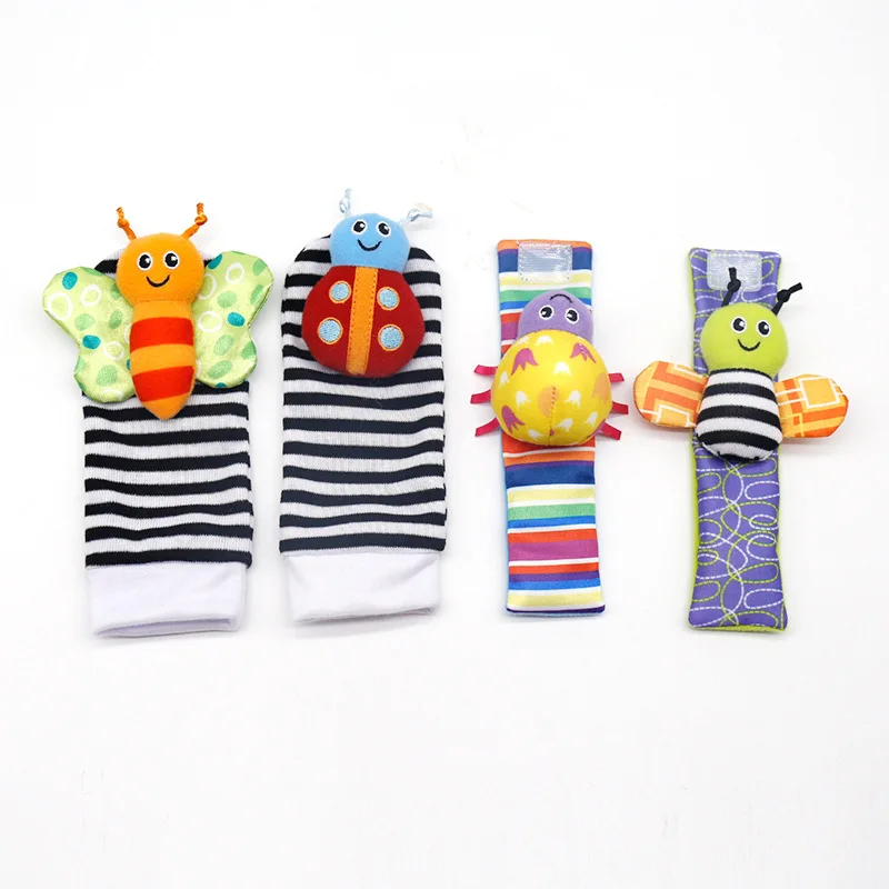 1PCS New Cute Animal Infant Baby Kids Hand Wrist Bell Foot Sock Rattles Soft Lovely Cartoon Colorful Plush Cloth Newborn Toy