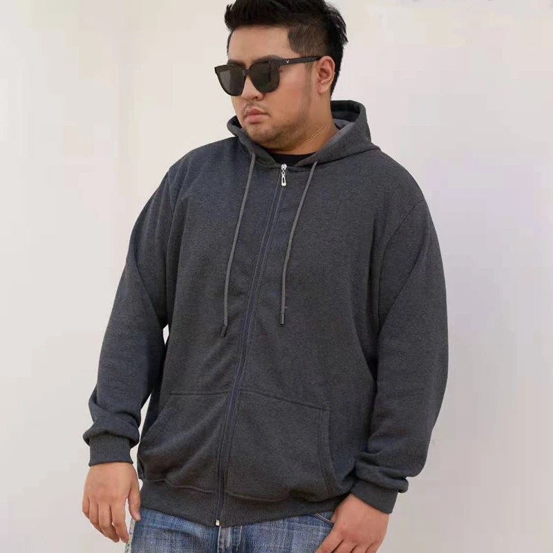 Men\'s Autumn/Winter Plus Size 16xl 270Kg Long Sleeve Zip Pocket Hooded Sweatshirt 10xl 12xl 14xl Black Blue Red Large Jacket