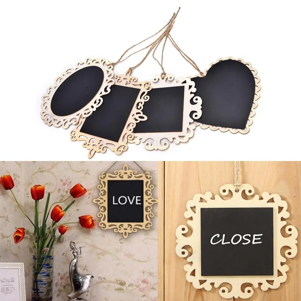 1pcs handmade diy crafts creative pendant small blackboard wooden hollow radium silk lace home decoration diy decoration crafts