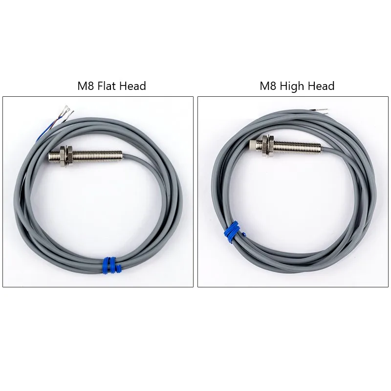 M8 Inductive Sensor Switch with Thread without Thread NPN PNP 3Wires Proximity Switches NO NC 1mm 2mm 3mm 4mm 6mm