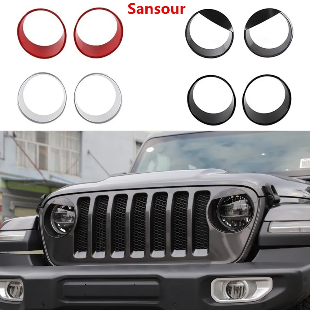 

Sansour Lamp Hoods for Jeep Wrangler JL 2018+ Car Head Light Lamp Decoration Headlight Cover Accessories for Jeep Wrangler 2019