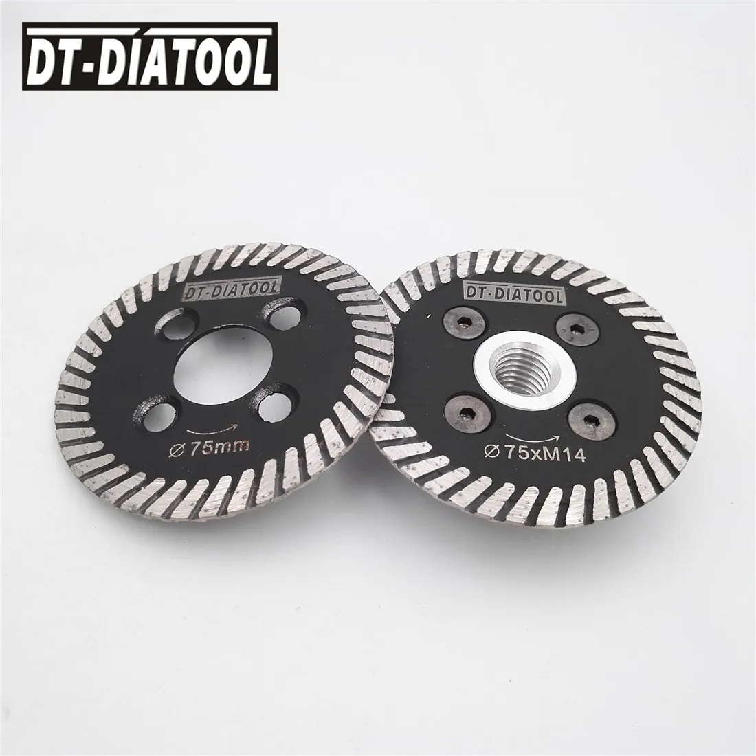 DT 1pc 75MM Hot pressed mini turbo diamond blades with removable M14 flange and 1pc 75mm blade