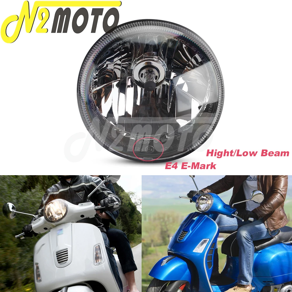 Motocykl czarny LED reflektor dla GT200 GT300 GTS300 GT GTS 125 200 250 300 E4 e-mark reflektor Hi/Lo wiązka przednia latarka czołowa