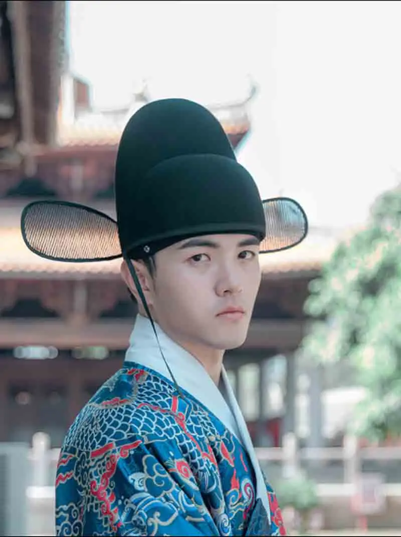 Hanfu Hat Men Ancient Chinese Hanfu Hats Male Halloween Cosplay Black Linen Yarn Hat Ming Dynasty Hanfu Hat For Men Large