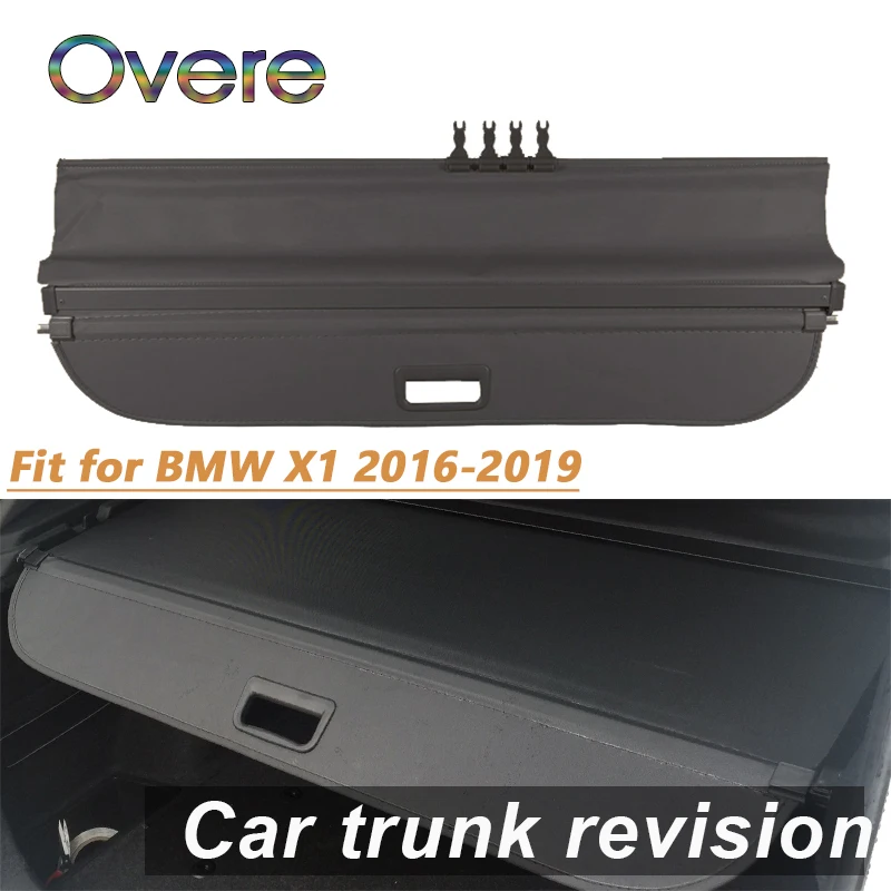 Overe 1Set Car Rear Trunk Cargo Cover For BMW X1 2016 2017 2018 2019 Car-styling Black Security Shield Auto accessories