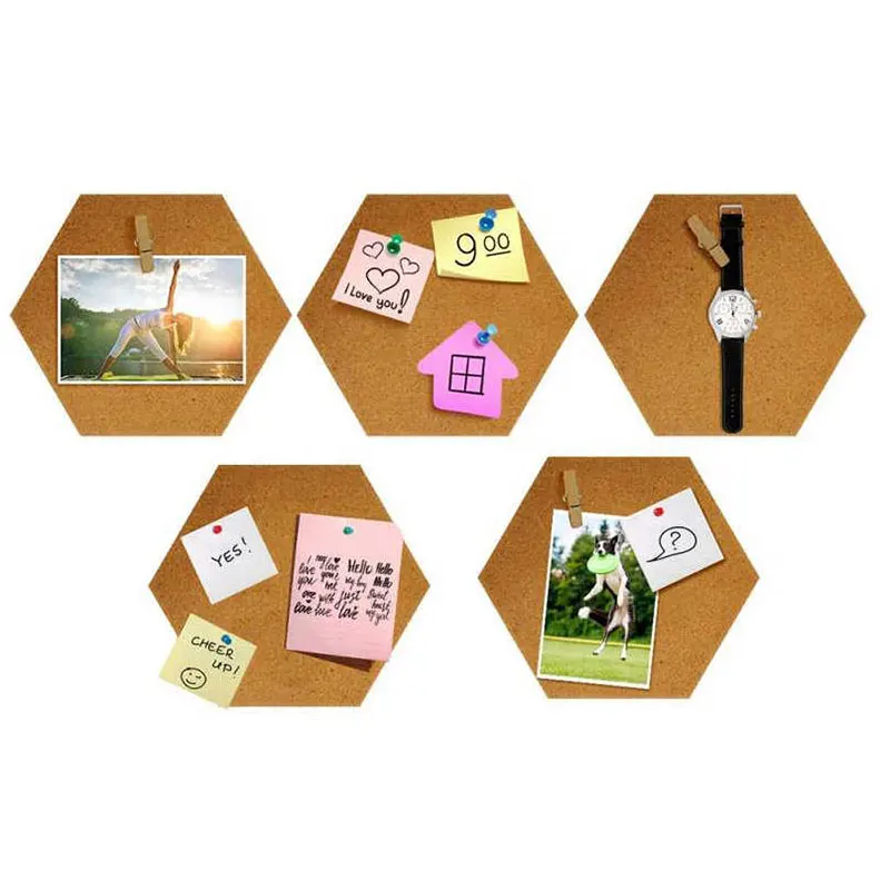 Hexagon Square Cork Board Message Board Photo Wall Adhesive Self-adhesive Background Wall Publicity Column Cork Wall Sticker