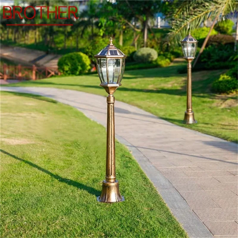 

BROTHER Outdoor Retro Solar Lawn Lamp Lights Classical Bronze Waterproof Home for Villa Path Garden Decoration