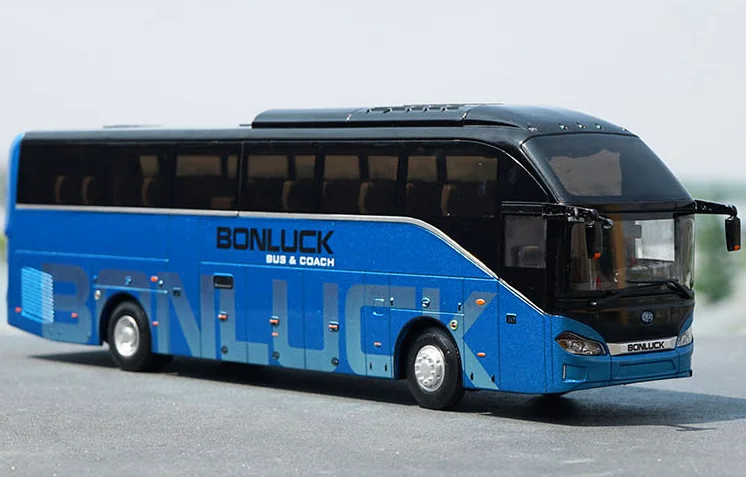 Original Factory Authentic 1:42 Scale Blue Diecast Bonluck Falcon Lx Bus Model for Birthday/christmas Gift