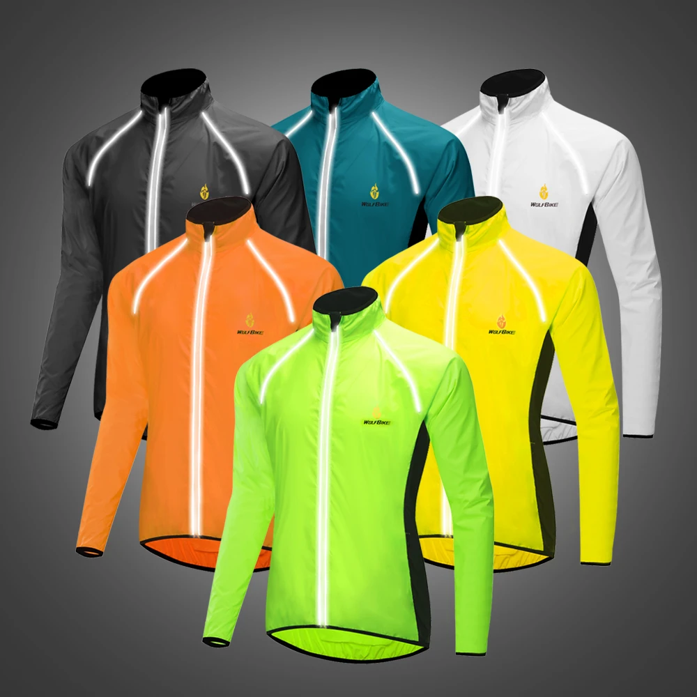 WOSAWE Waterproof Cycling Coat Mens Windproof Road Bike Cycle Clothing Long Sleeve Jersey Wind Rain Jackets