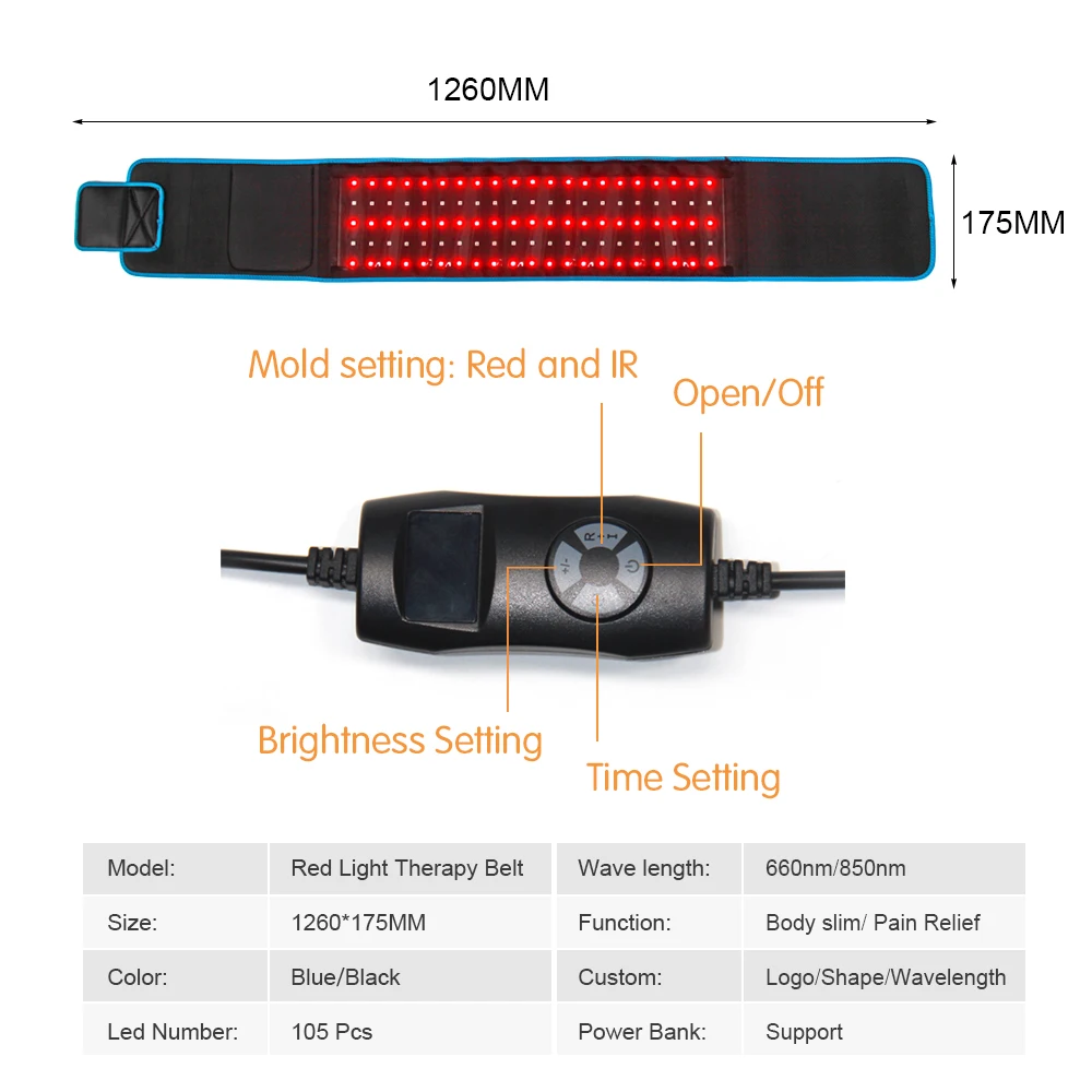 Idea Light-腰の痛みを和らげるための赤と赤外線ライト付きの家庭用療法ベルト,過剰な運動による治療