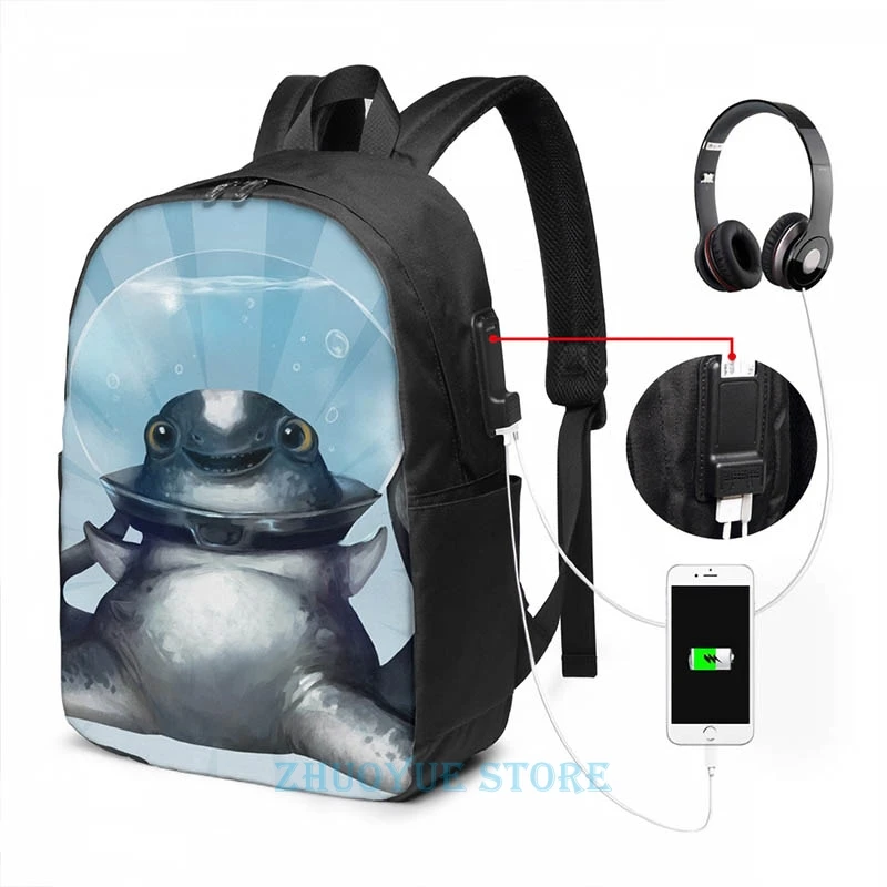 Subnautica - Keep Calm Cuddlefish Portrait USB Charge Backpack men School bags Women bag Travel laptop bag