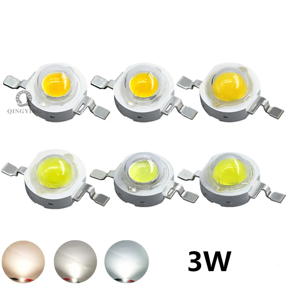 20 Pcs High Power 2 Pin 3W White LED Emitters 260-280Lm 3500K 4500K 6500K 10000K 20000K 30000K