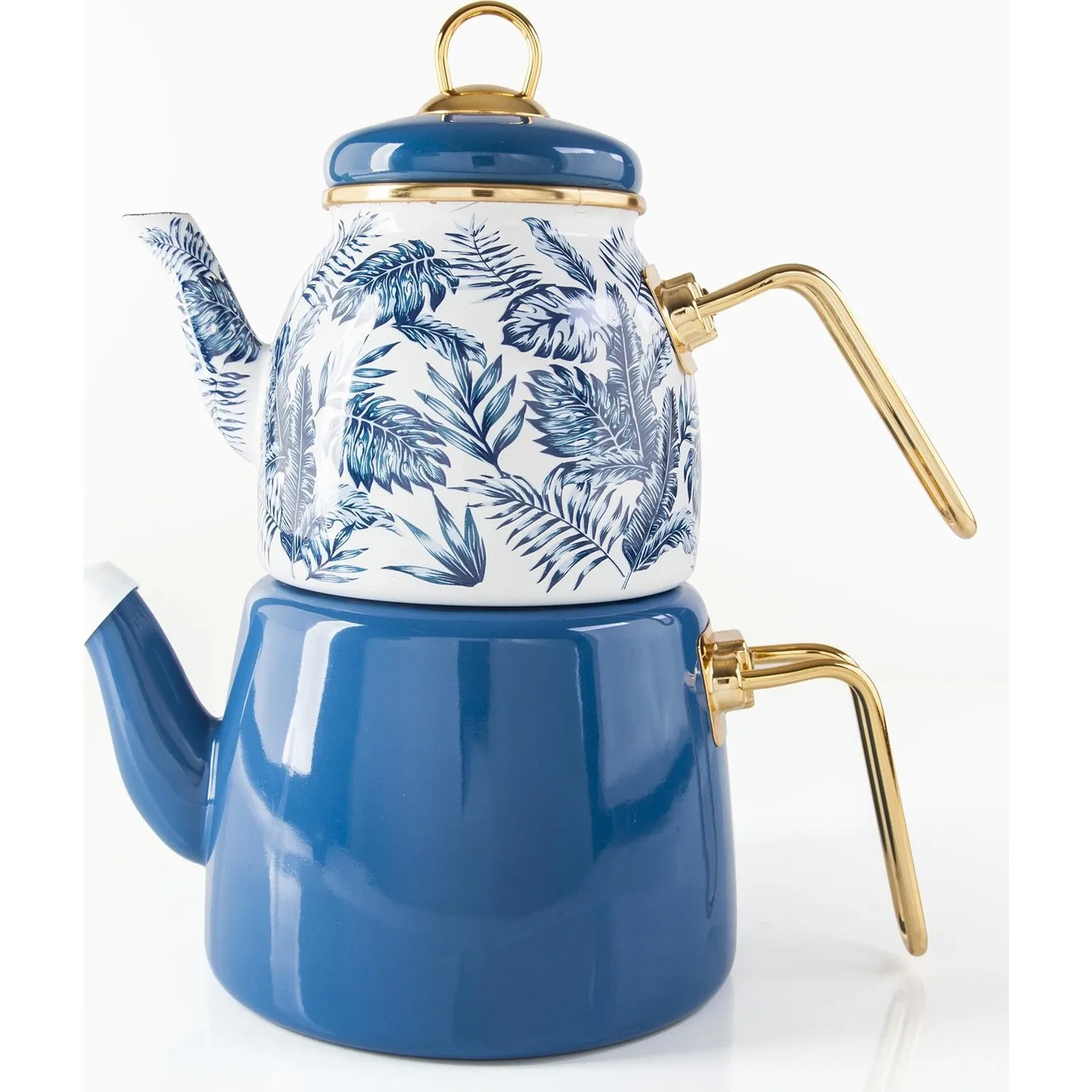 Mama Camilla Elite-TETERA esmaltada Retro, saludable, moderna, de alta calidad, Té turco, 3L, azul y negro