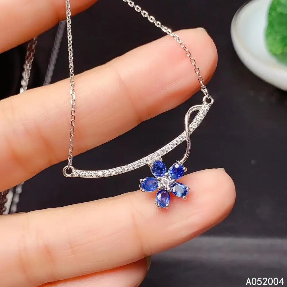 

KJJEAXCMY Fine Jewelry 925 Sterling Silver inlaid Natural sapphire Female Miss Girl Woman new Pendant Necklace trendy