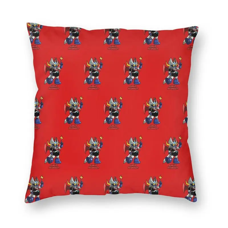 Great Mazinger Square Throw Pillow Case Decoration Double Side Printing Cartoon Robot Mechanical Warrior Cushion Cover for Car