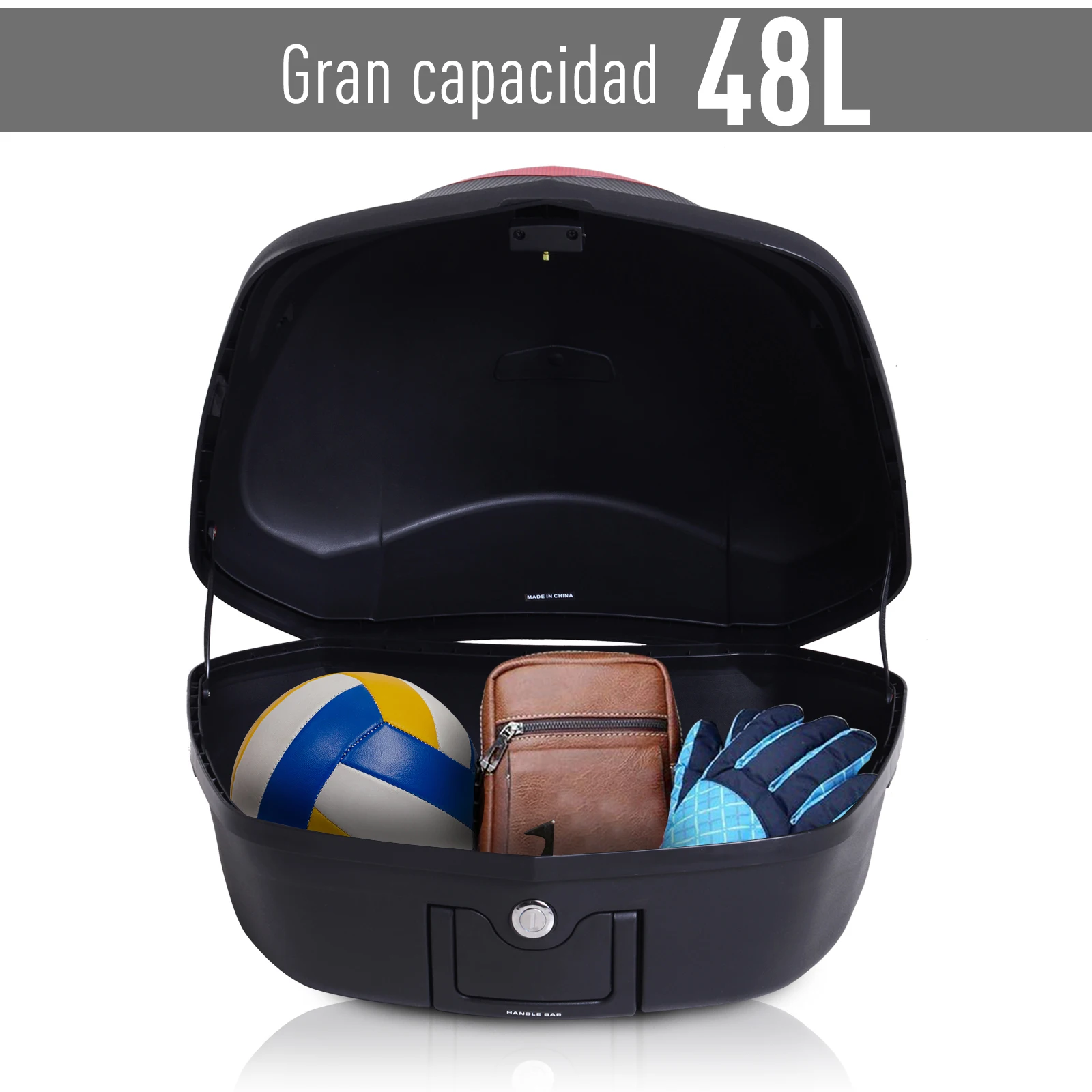 Homcom Universal 48l Motorrad koffer mit Schlüsseln und Zubehör Topcase für Motorrad helm Motorrad box Mopeds Roller