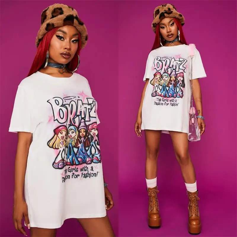 Women T-shirts Harajuku BRATZ Female T-shirt Women's Streetwear Y2k Tops T Shirt Aesthetic Vintage Oversized Woman Tshirts Cloth