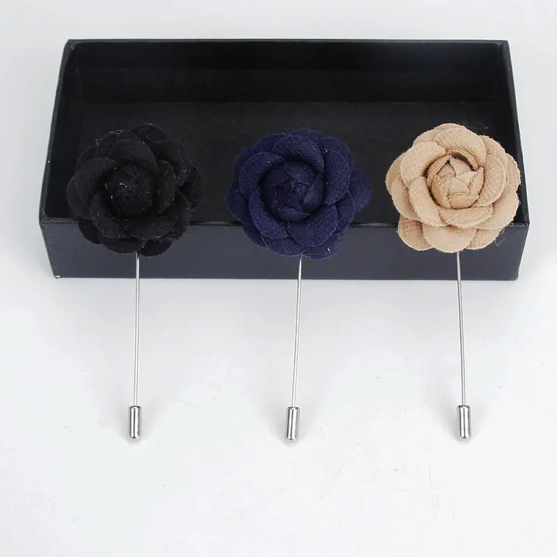 Handmade Men's Brooches Floral Lapel Pin for Men Suita Long Neddle Fabric Flower Brooch Pins for Wedding Fashion Mens Jewelry