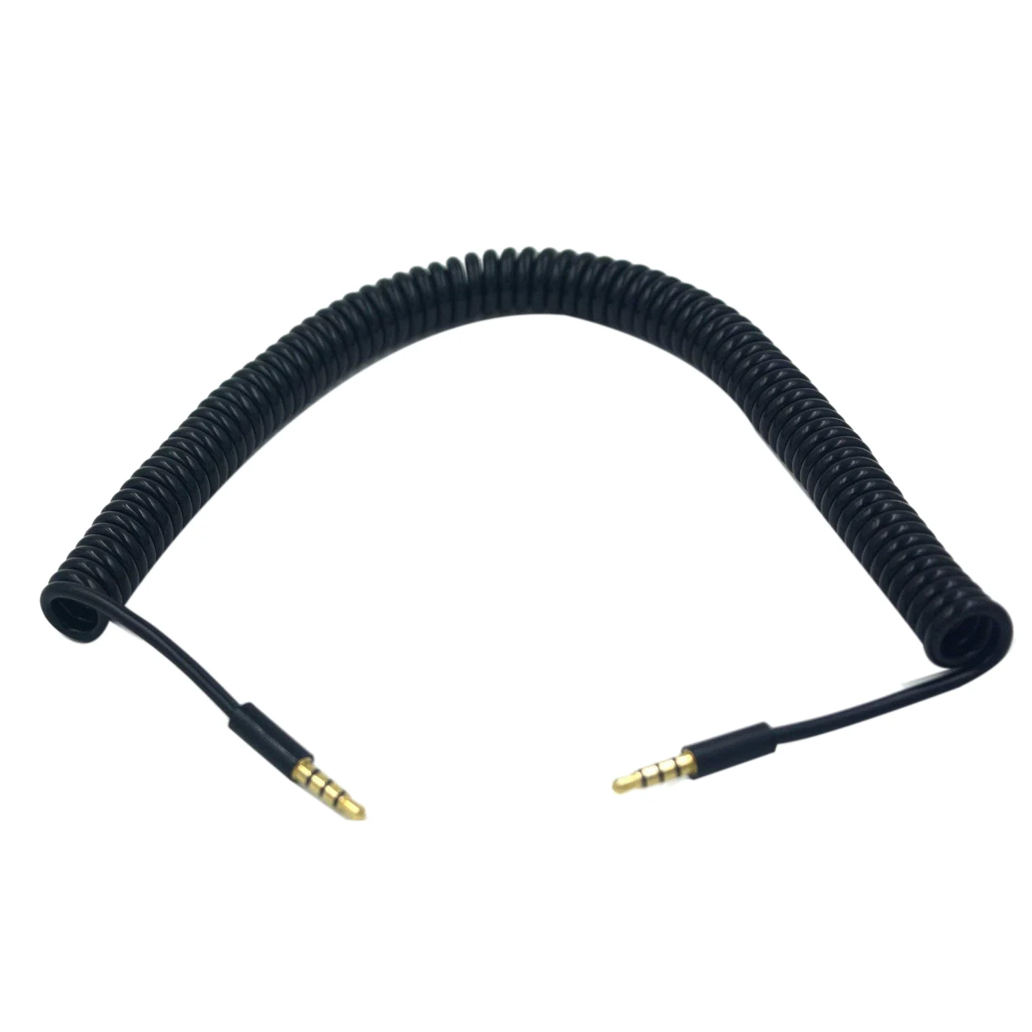 

3.5mm Male to Male Jack 4 Pole Extension Aux Audio Coiled Spiral Cable 1.5M