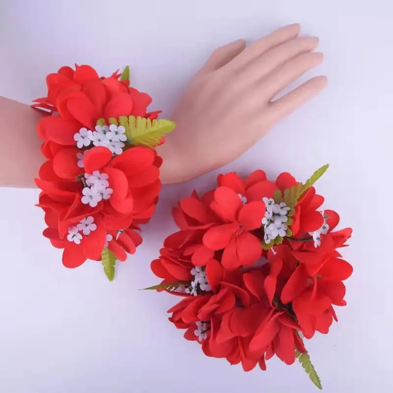 

MIXED COLOR Free Shipping HL0001C-2 100pcs/lot 5Color 20CM Silk Plumeria Wristlet Hawaii Women Accessories Bracelet Wristband