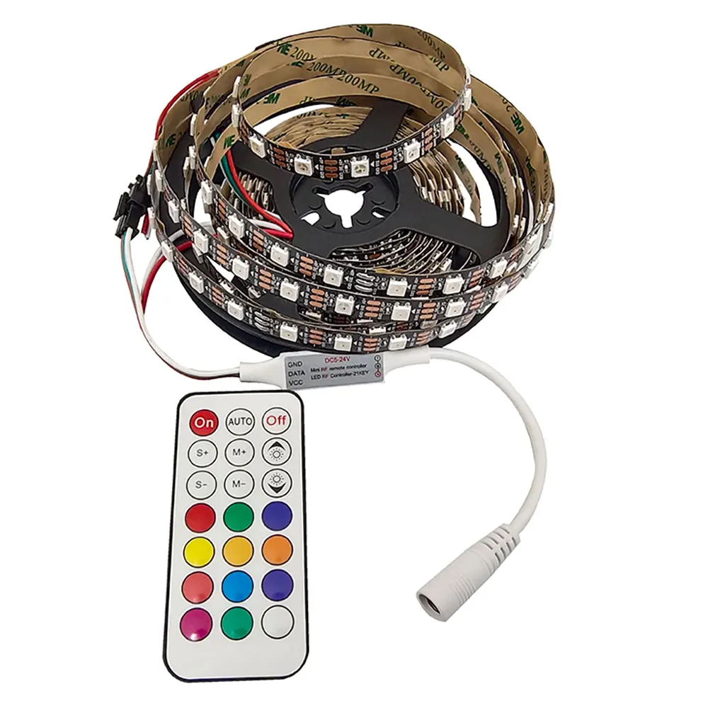 WS2812B Pixel LED Light Strip Controller 366 Mode Conversion 3PIN SM JST WS2811 Led Strip Light DC5V-24V 21Key RF Remote Control