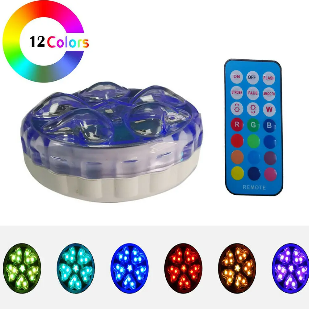 

Underwater LED Colored Lights IP68 Waterproof RGB Lamps for Pond Fountain Aquarium Swimming Pool Lighting with Remote Control