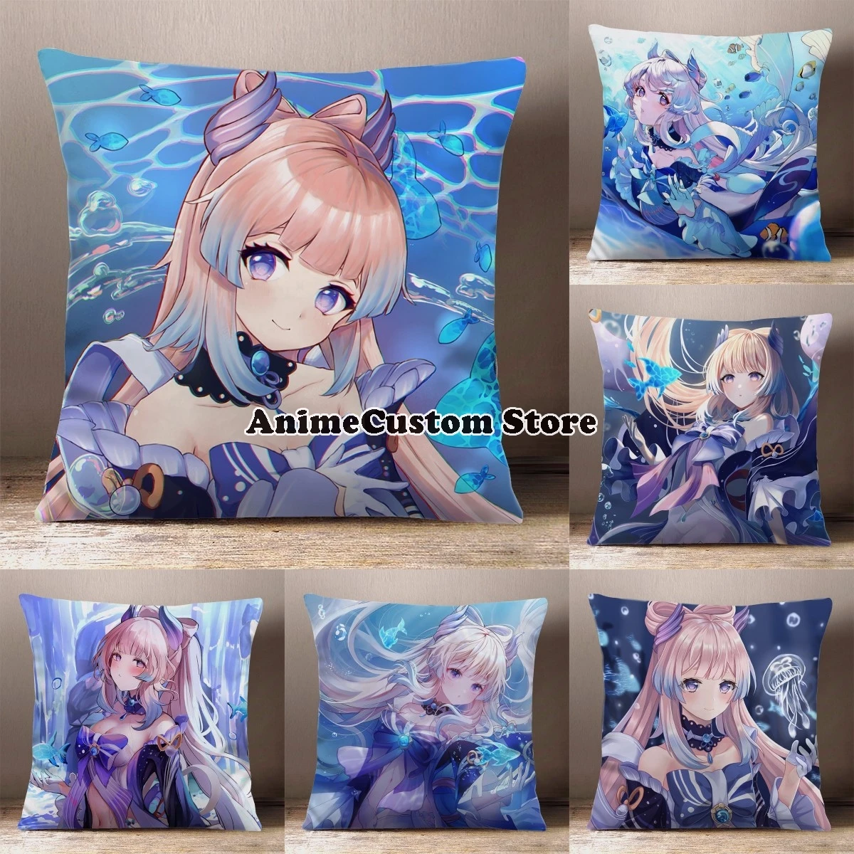 Game Genshin Impact Sangonomiya Kokomi Cosplay Cartoon Printing Square Throw Pillow Siesta Dakimakura Dakimakura Back Cushion