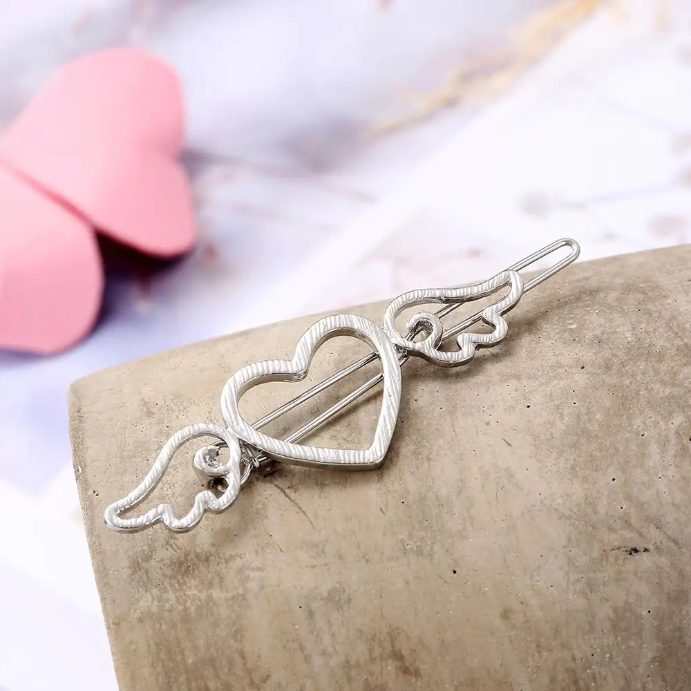 Girl Female Metal Angle Wings Love Heart Barrette Clips Side Hairpins Hair Tools Hair Clip Bow T0315