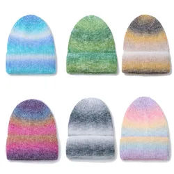 Nowa zimowa drukuj wełna dzianiny rybak Beanie kobiety moda codzienny kapelusz ciepłe kobiece miękkie zagęścić Hedging Cap Slouchy Bonnet M012