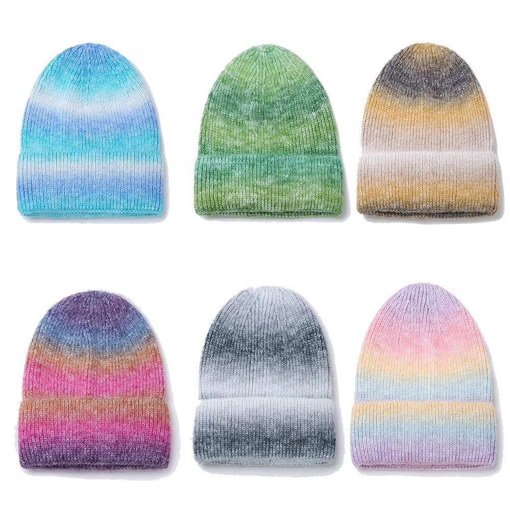 New Winter Print Wool Knit Fisherman Beanie Women Fashion Casual Hat Warm Female Soft Thicken Hedging Cap Slouchy Bonnet M012