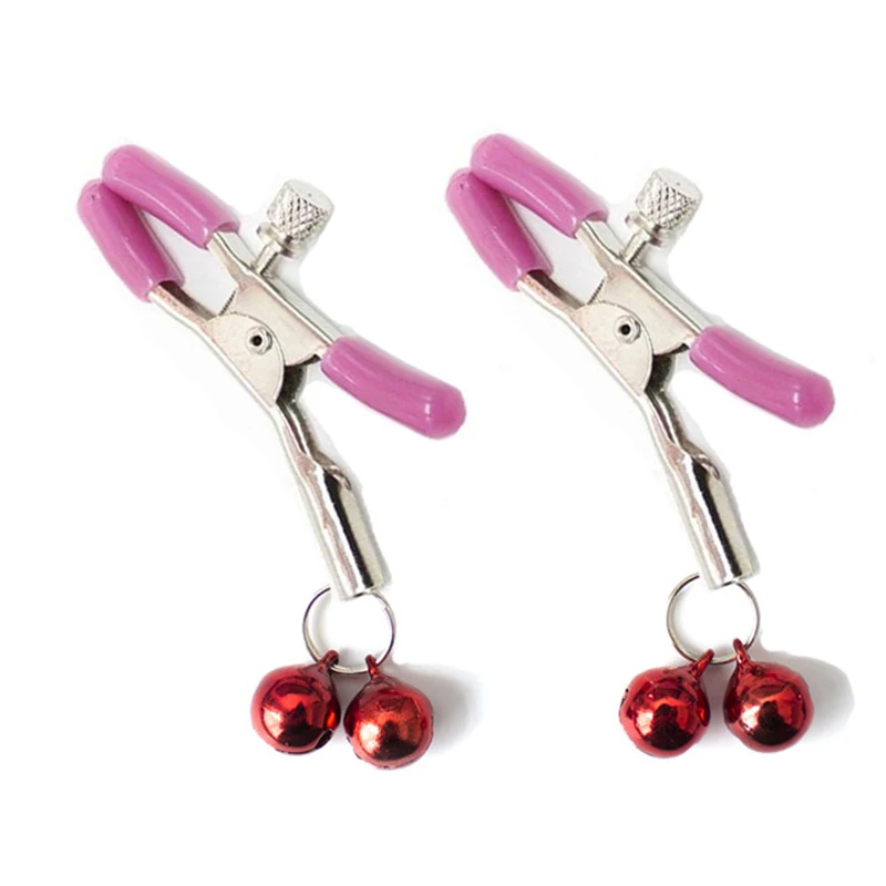 1 Pair Metal cilp on Nipple Clamps WithTwo Red Bell Flirting Teasing Sex Flirt Bondage Kit Slave Exotic Accessories image 5