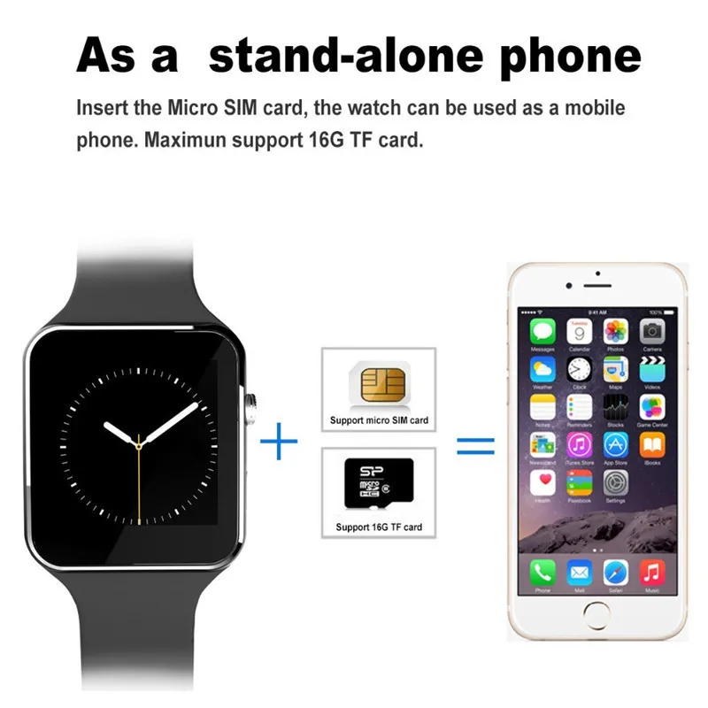 X6 Smart Watch with Camera Touch Screen Support SIM TF Card Bluetooth Smartwatch for iPhone Xiaomi Android Phone