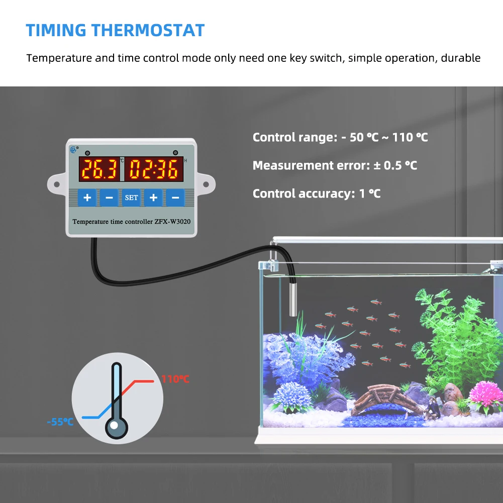 Digital Temperature Time Controller Cooling Heating Thermostat Control Switch Alarm Function 220V Power for Planting Hatchery