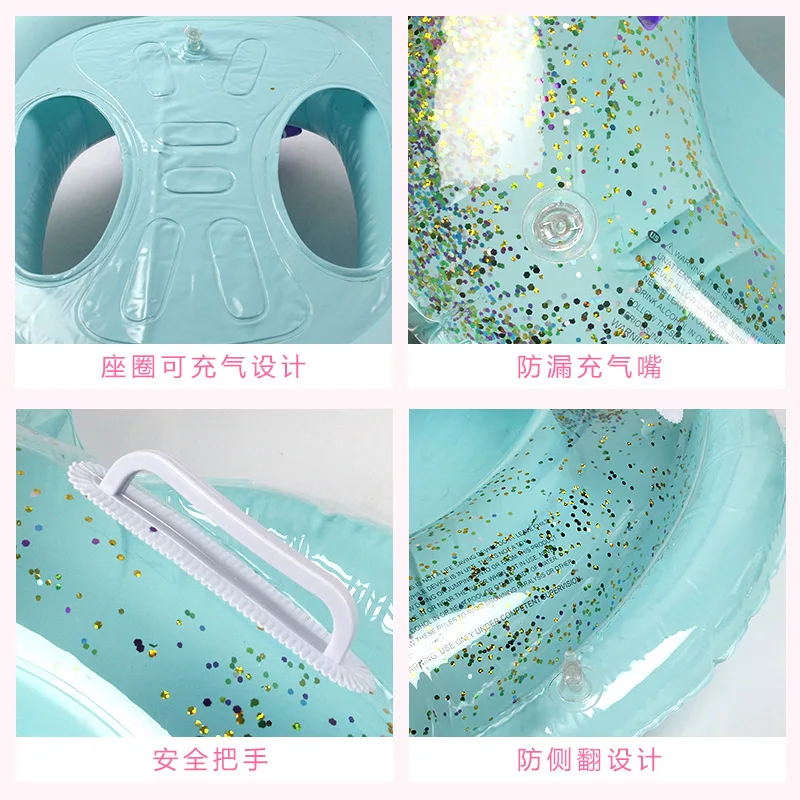 Hoạt Hình Dễ Thương Bơm Hơi Cho Bé ĐÍNH HẠT CƯỜM Hạc Kỳ Lân Bơi Vòng Bơm Hơi Phao Hồ Bơi Trẻ Em Ghế Đồ Chơi Nước