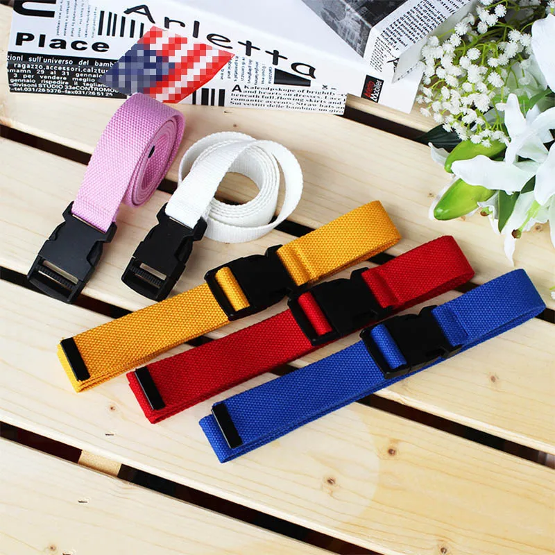Women Men Unisex Canvas Belts Casual Female Plastic Buckle Tactical Waist Belts Harajuku Solid Color Long Black Jeans Waistband