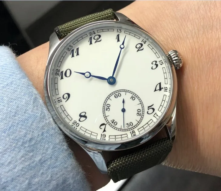 New Fashion 44mm NO Logo Enamel White Dial Asian 6498 17 Jewels Movement Men\'s Mechanical Watches GR47-20