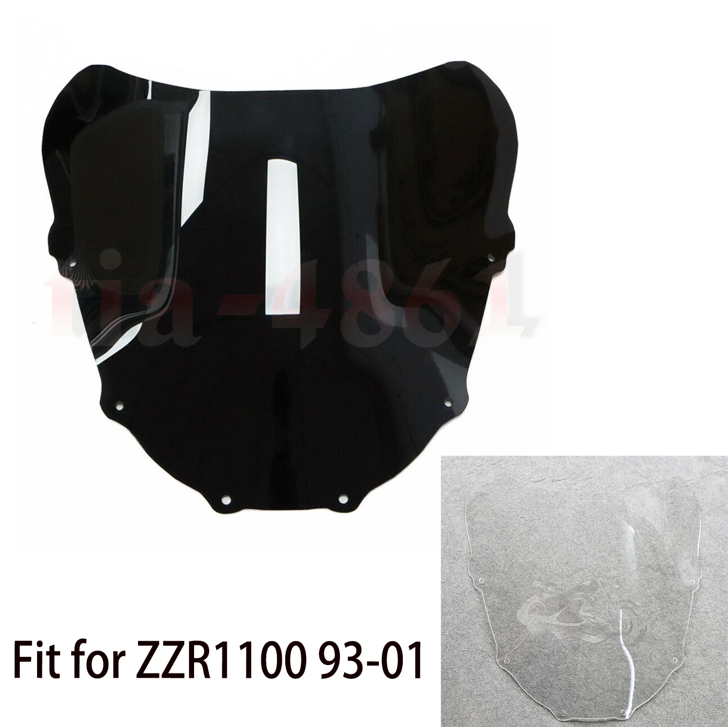 Fit For ZZR1100 1993 - 2001  Clear / black  Motorcycle Windshield Windscreen Fit for ZX-11 ZX 1100 ZZR 1100 D ZX1100 ZX11