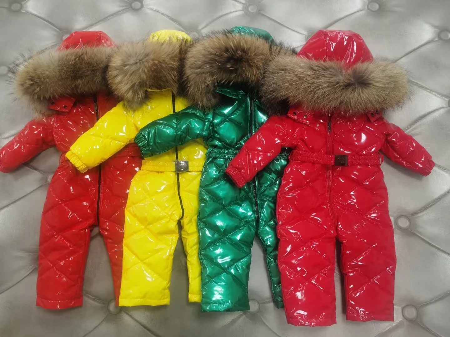 Colorfull Raccoon fur Hood 2021 winter jacket child White Duck Down coat overall children snowsuit girl outerwear jumpsuits