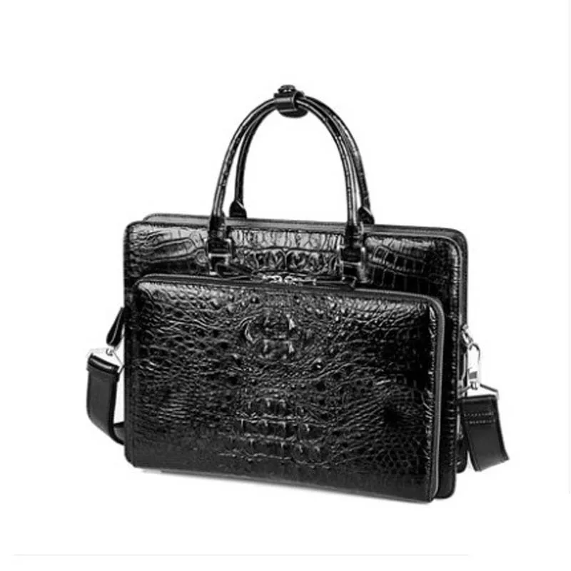 

mafeimengge Thailand crocodile leather men handbag travel Male business trip youth Cross section men briefcase high-grade