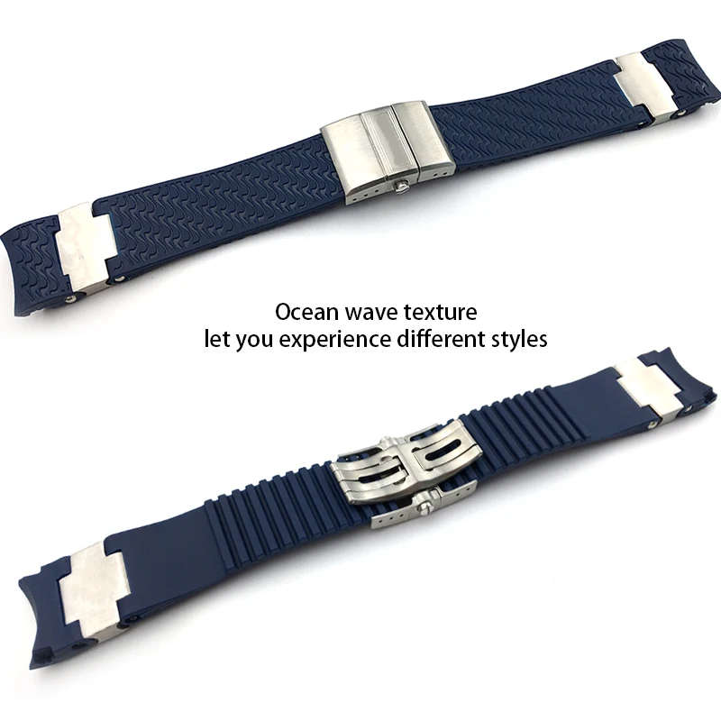 22mm Fit for Ulysse Nardin Silicone Rubber Watch Band DIVER 263 strap Black Brown Blue 25*12mm Waterproof belt watch Bracelets