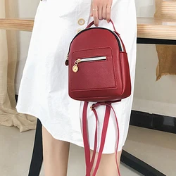 Mini PU Leather Backpack For Teenage Girls Small Size Fashion Leisure Zipper Shoulder Bag Knapsack Mini Female School Backpack